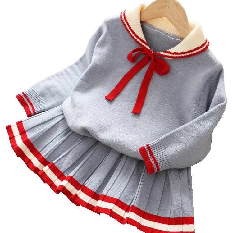 High Quality School Style Kids Sailor Suit Baby Girl Mini Skirt And Top Set For Wholesale