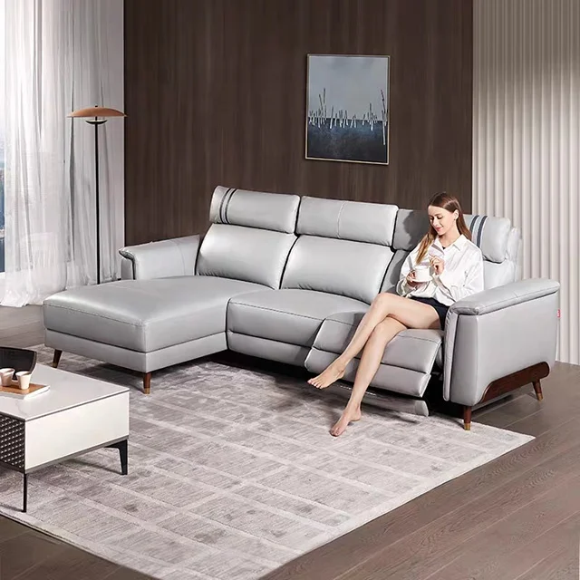 
Reclining Function Modern Style smart Sectionals sofaset corner l shape Couch leather sofa set furniture living room home couch 
