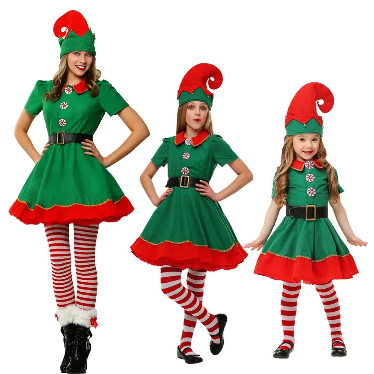 Christmas Cosplay Halloween Costumes For Kids Boy Girls Elfbaby Dress With Hat Shoes Gift New Year Carnival Party Santa Claus