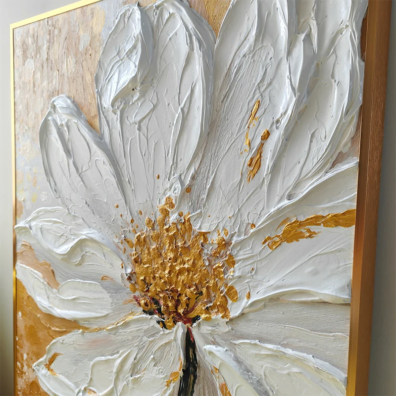 Original Art Modern Flower Hand-Painted  Wall Art for Home Decoration Custom Size texture Oil on Canvas for Living Room