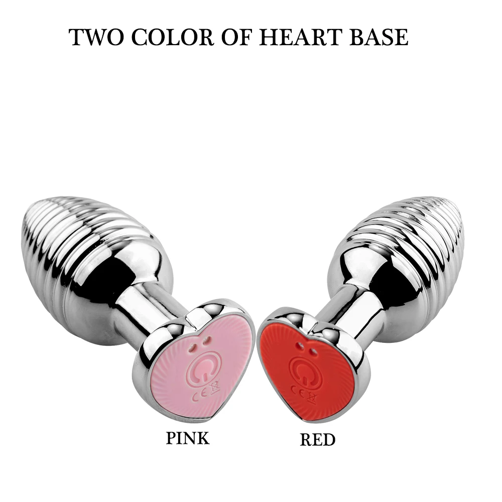 Wireless Remote Control Adult Anal Plug Vibrator Heart Base Metal Vibrating Butt Plug Sex Toys for Women and Men