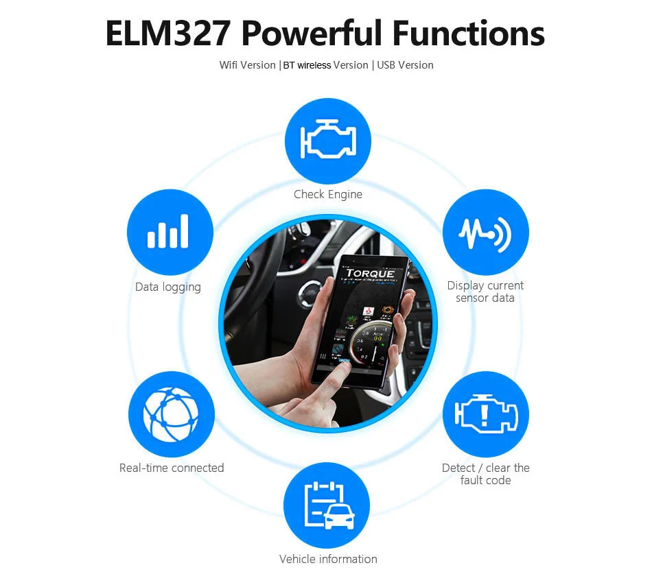 Factory Bluetooth BQB Car Scanner ELM327 Bluetooth Interface Auto Diagnostic OBD Scanner for iOS android