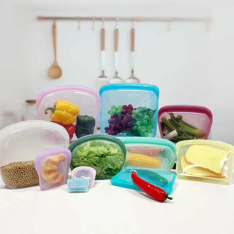 Wholesale Food Grade Heat Resistant 3.5L 2L 1L Reusable Silicone Storage bag Self Sealing Food Bag