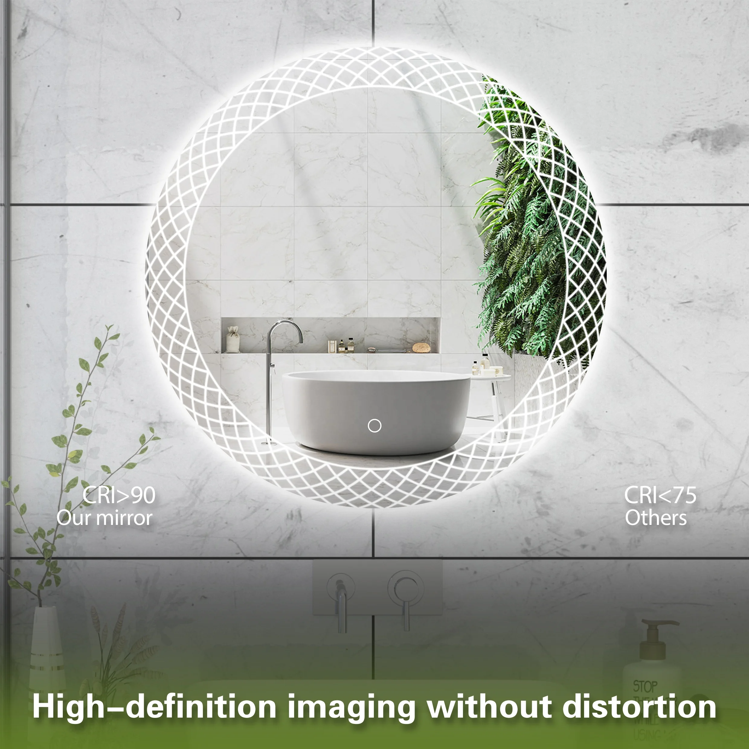 Custom Round Bathroom Mirror Wall Mounted Touch Control Smart Led Light Mirror For Bathroom