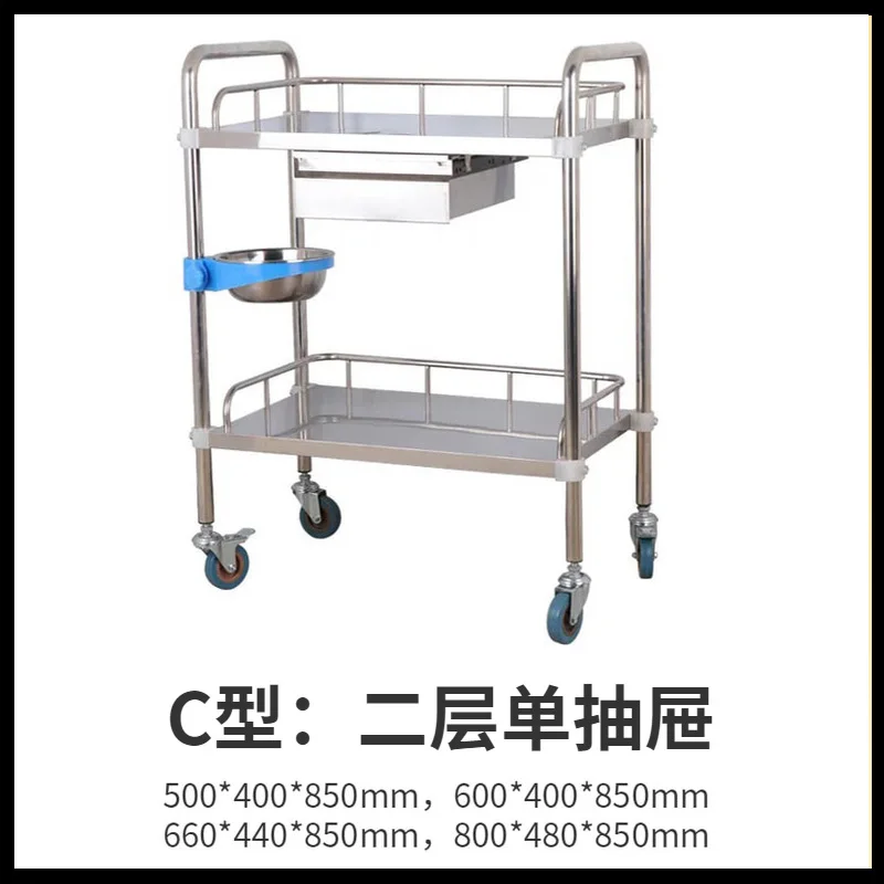 Wholesale Stainless steel hospital dressing trolley Clinic Medical Emergency Treatment Cart Trolley with drawers