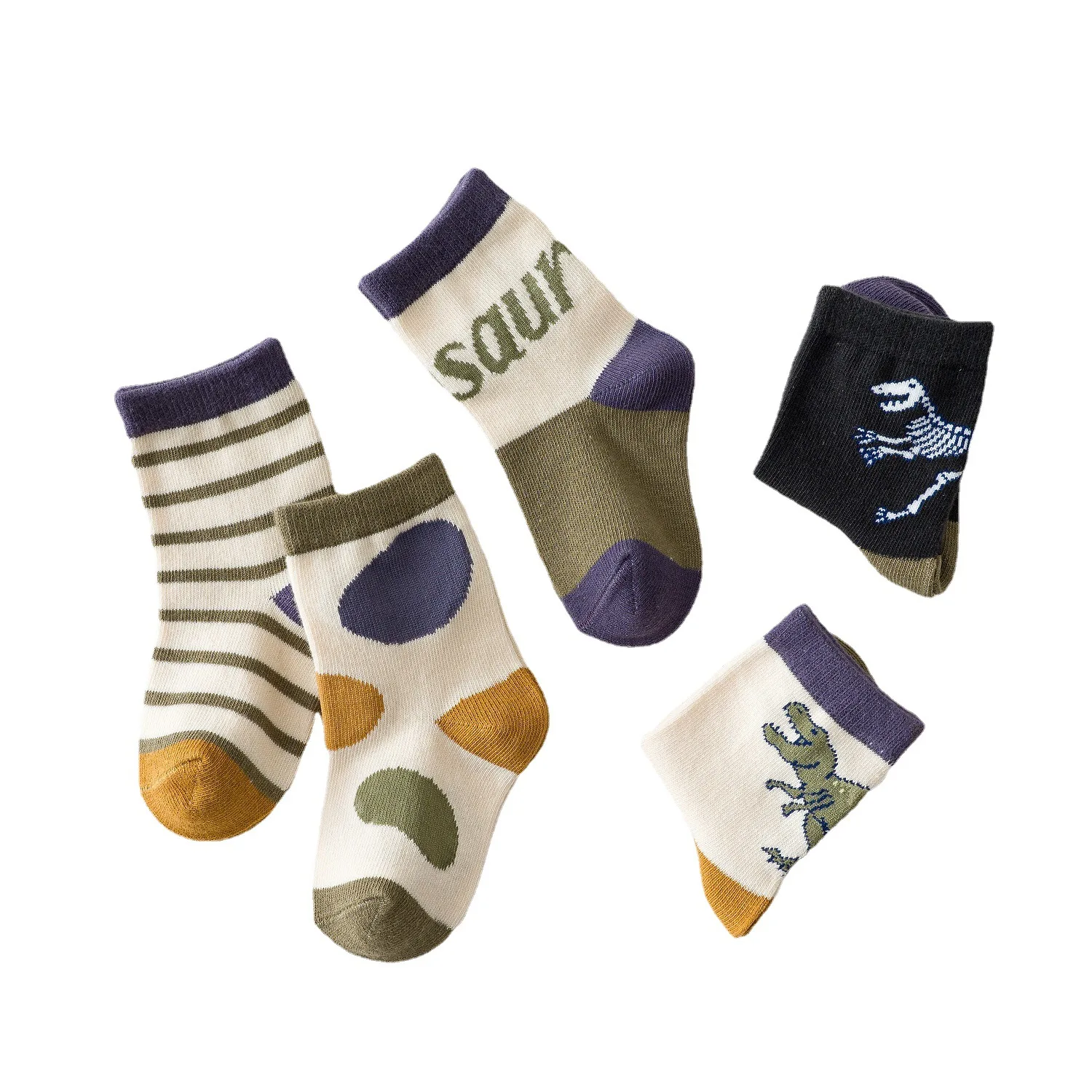 Spring Autumn Winter Cartoon Dinosaur Big Little Baby Cotton Ankle Sock Boys Kids