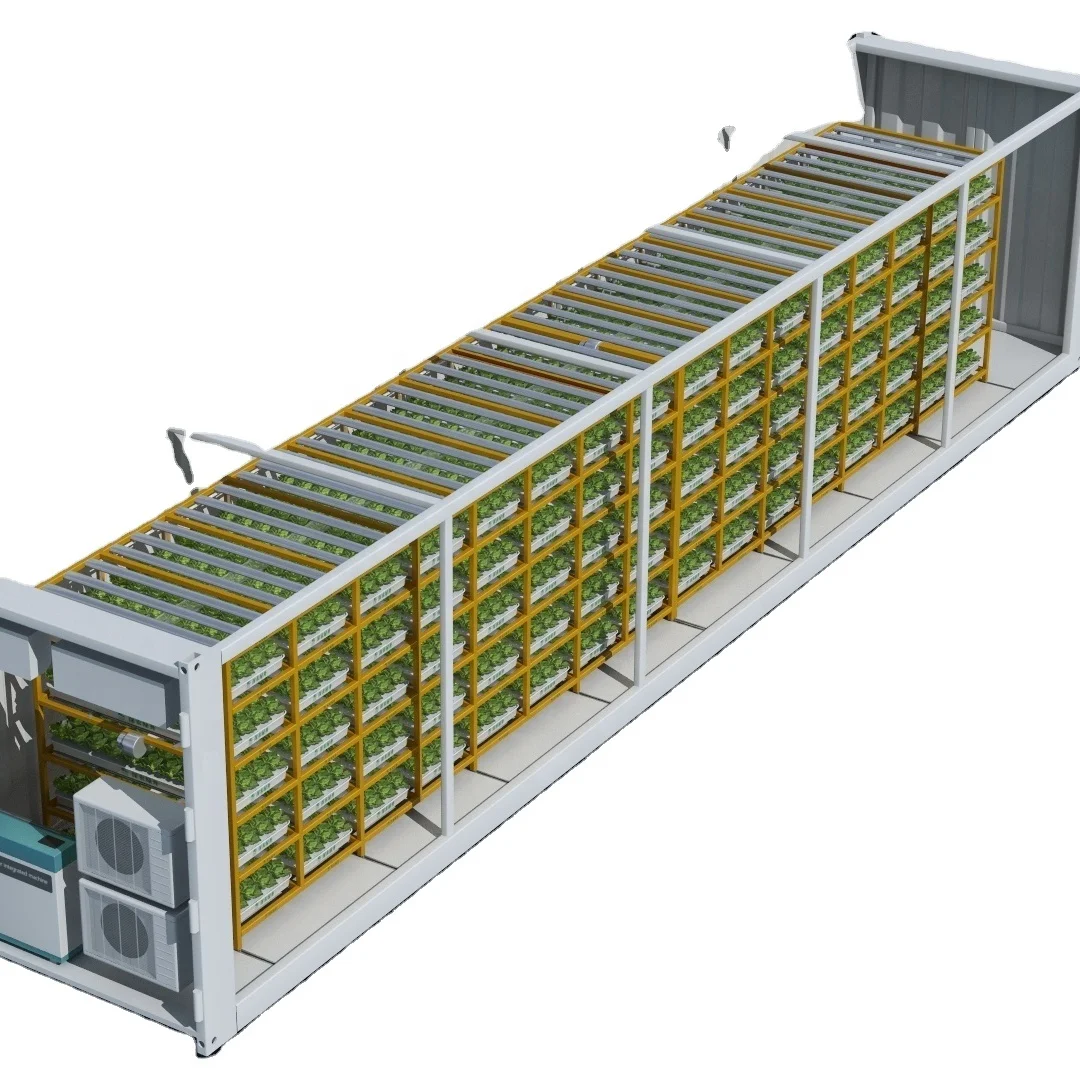 Growbox Indoor Farm Hydroponics System Vertical  NFT Channel  40ft Shipping Container