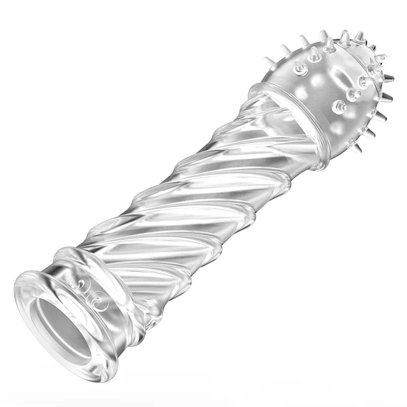 Men Adult Sex Toy Crystal Condom Penis Extension Sleeve