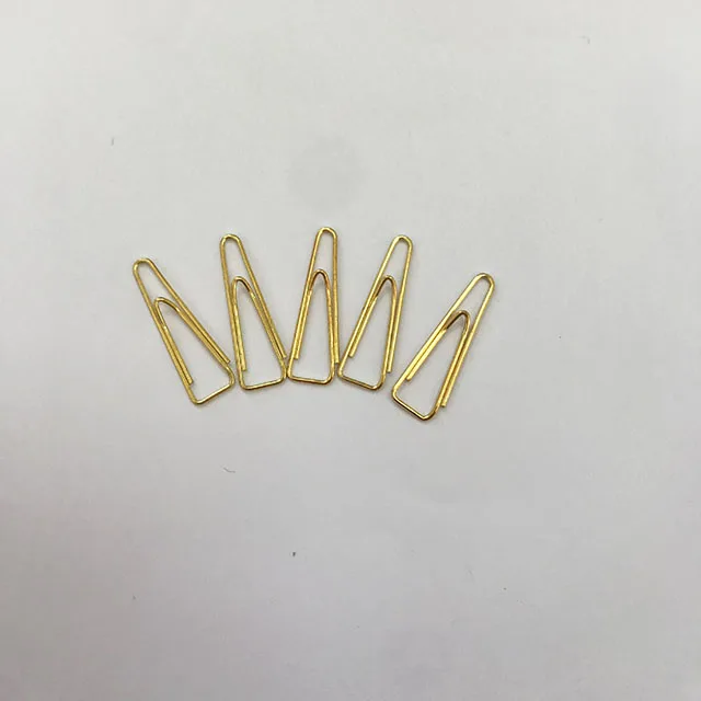 cute paper clips gold color  triangle shape 31mm metal different kinds paperclip