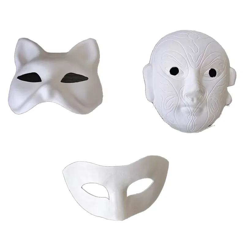Customizable Eco friendly DIY Halloween Masks White Plain Paper Pulp Masks