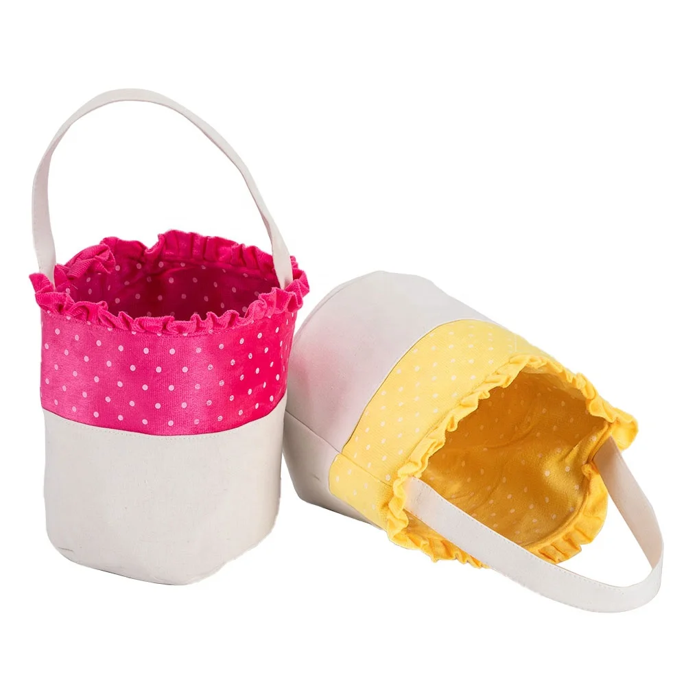 Factory direct Colorful  Polka Dot  Decoration  Easter Baskets Cheap Decorative  Storage Basket  Canvas Gift Bag