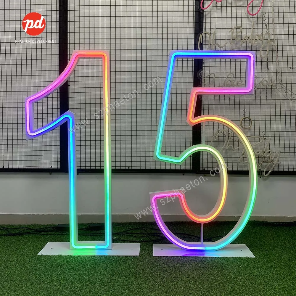 Party Supplies Led Mis Quince XV Neon Signs, Neon Number Lights 15 for Birthday Party Backdrop Decorations