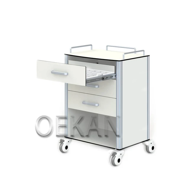 Hospital Clinic Nursing Trolley Medical Instrument Trolley with 3 Drawers