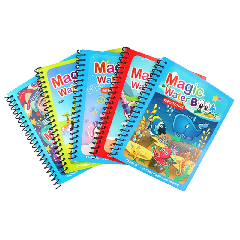 Magic Water Coloring Book Toddlers Reusable Painting Cartoon Book Drawing Educational Learning Toys