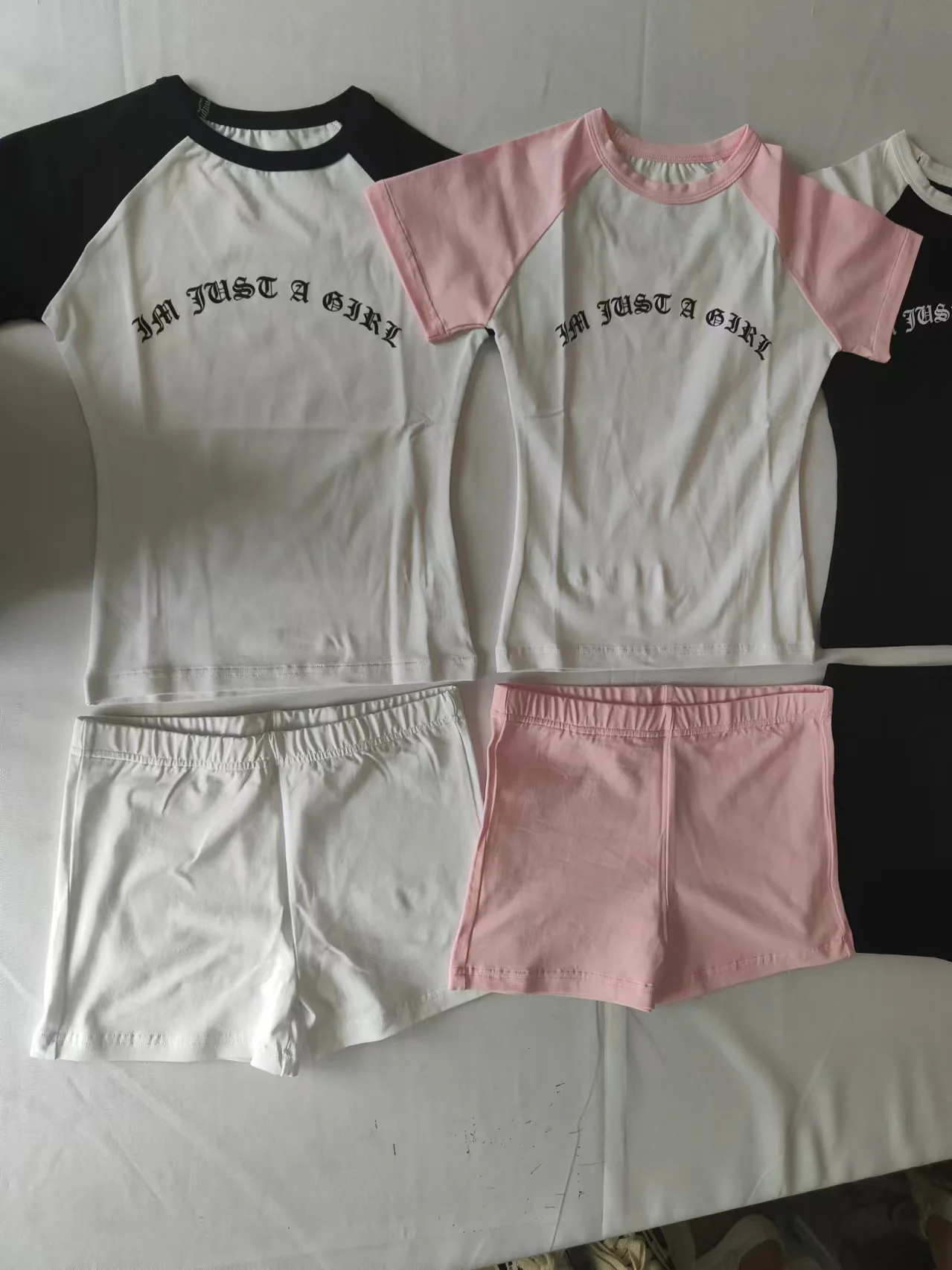 2025 Spring Manufacturers for Women Cotton Basic Slim Fitted Skinny Long Sleeve Tops Raglan Shirt Flared Fold Over Pants Sets
