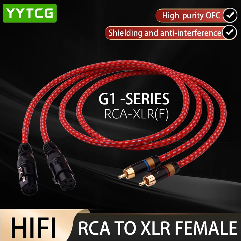 professional  pure copper gold plated  RCA jack xlr to rca cable  HIFI  xlr cable plug xlr female to rca