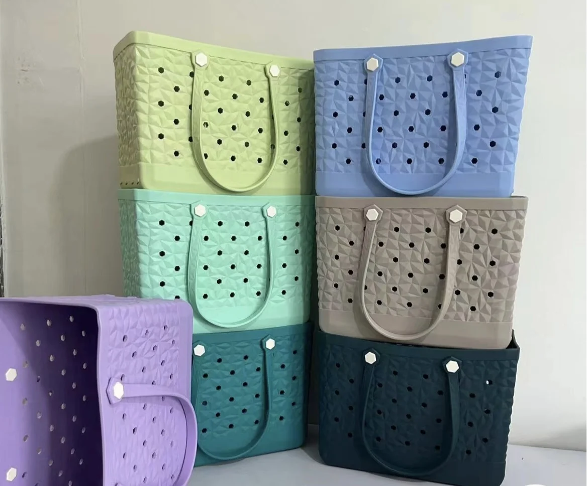 Storage Hole Shoulder Travel  Eva Beach Handbag Summer Swimming Pool Tote  Big Shopping Basket For Women Durian  Bag