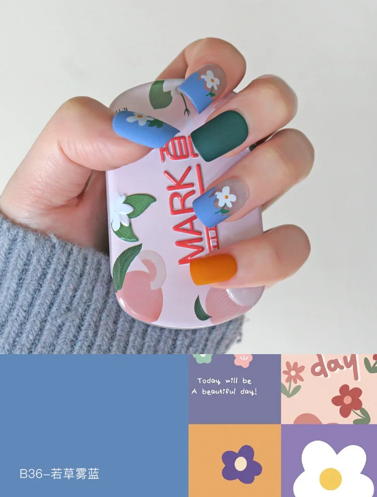 Высококачественные накладные ногти NEWAIR матовый дизайн маленький цветок абс материал ногти искусственные накладные ногти