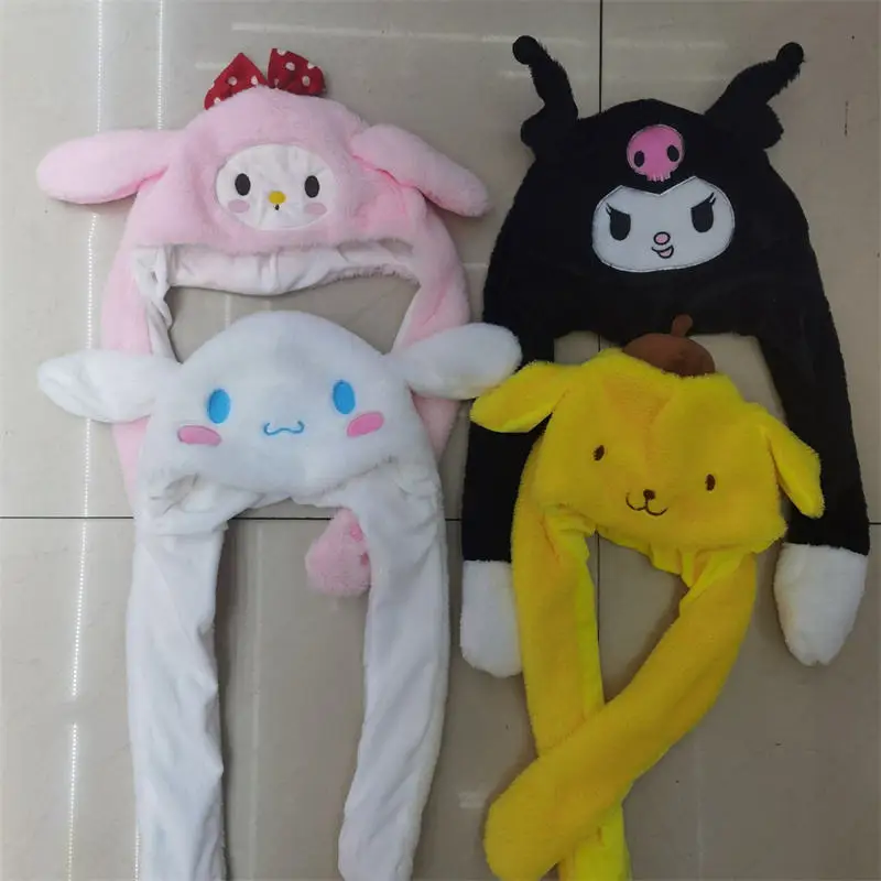 Cute Rabbit Ears Hat Plush Move Airbag Magnet Hat Plush Gift Led Movable Light Warm Sanrios Winter Hats