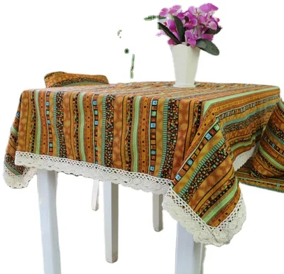 American Cotton Linen Tablecloth Tea Table Nightstand Cloth Art Decorative Table Cloth Pastoral Printed Tablecloth