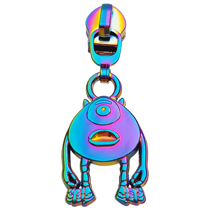 Customized rainbow metals slider puller designs nylon metal #5 sew craft bag metal zip pulls