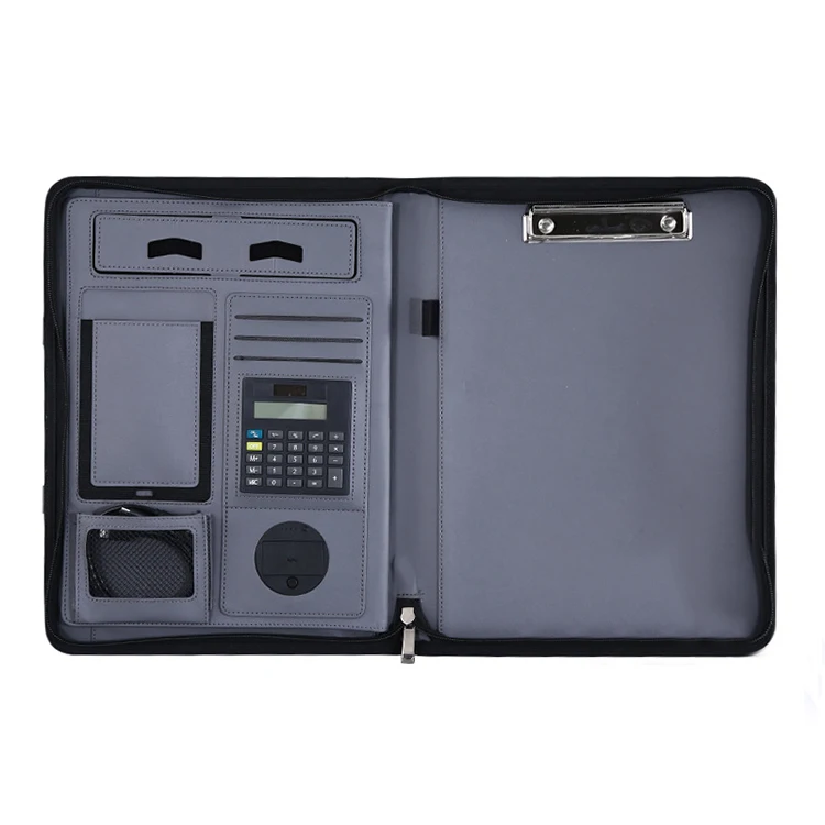 Customized Logo A4 Multi-Function Wireless/Wired Charging Portfolio Folders