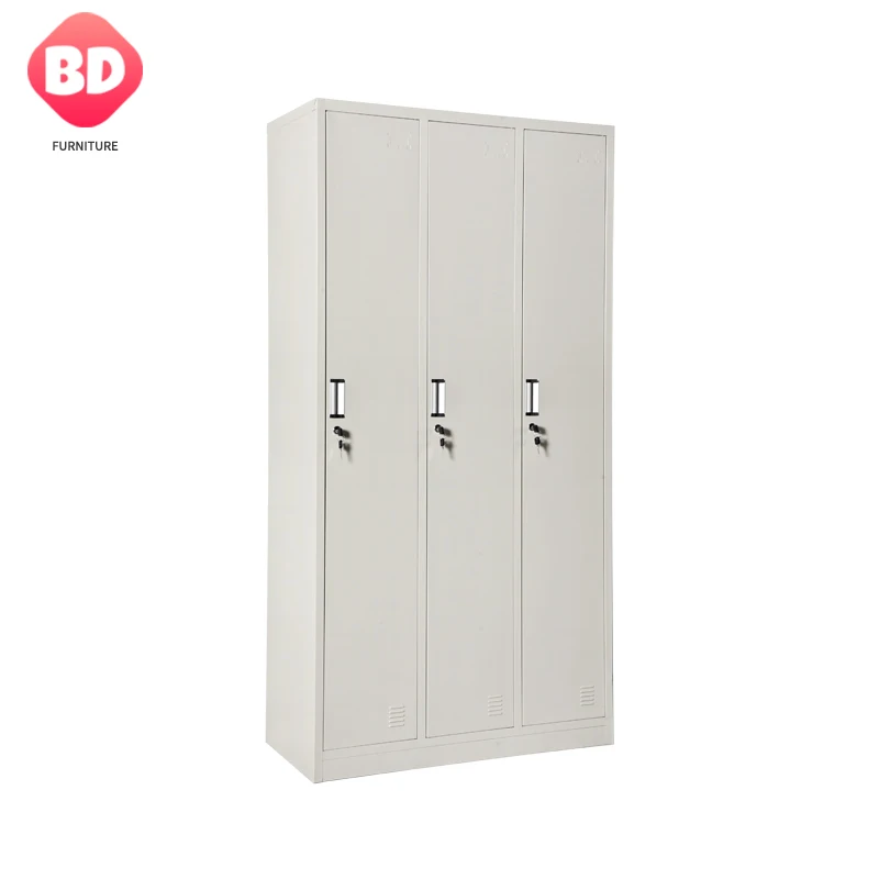 Hot sale steel office locker cabinet cheap 3 doors wardrobe customized metal locker with code lock lockers gym