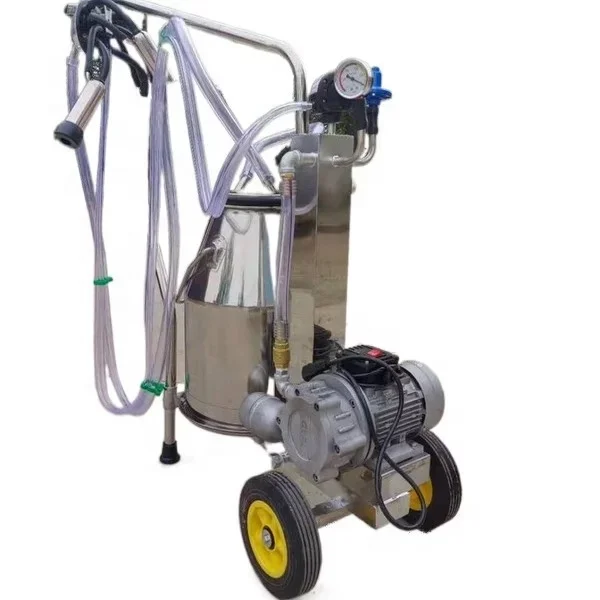 goat and cow cluster portable electric non oil vacuum pump single SS304 25L buckets/tank milking machine