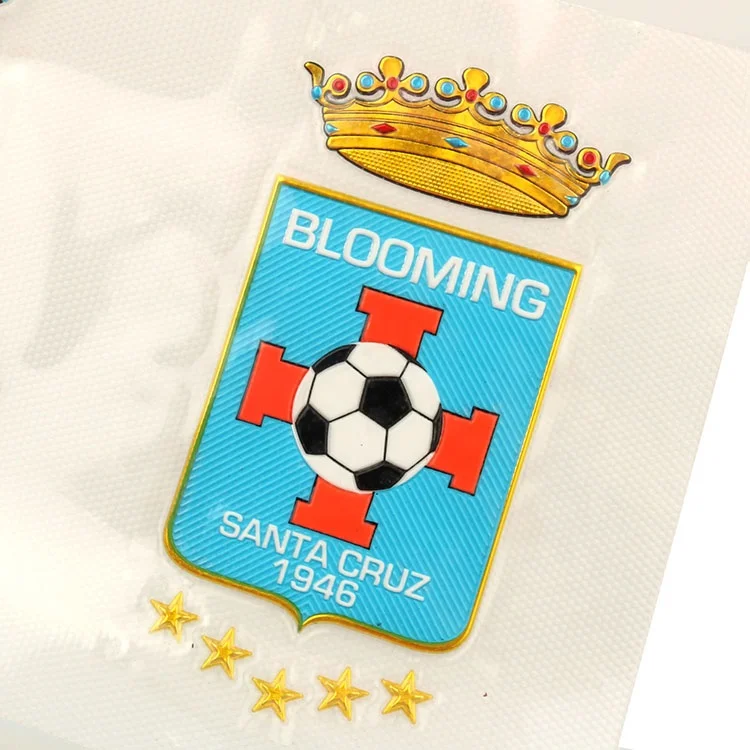 Customized Gold Metallic Clothing Logo Printing Branding Iron on Rubber TPU Embossed Clothes Patches for Sports Wear