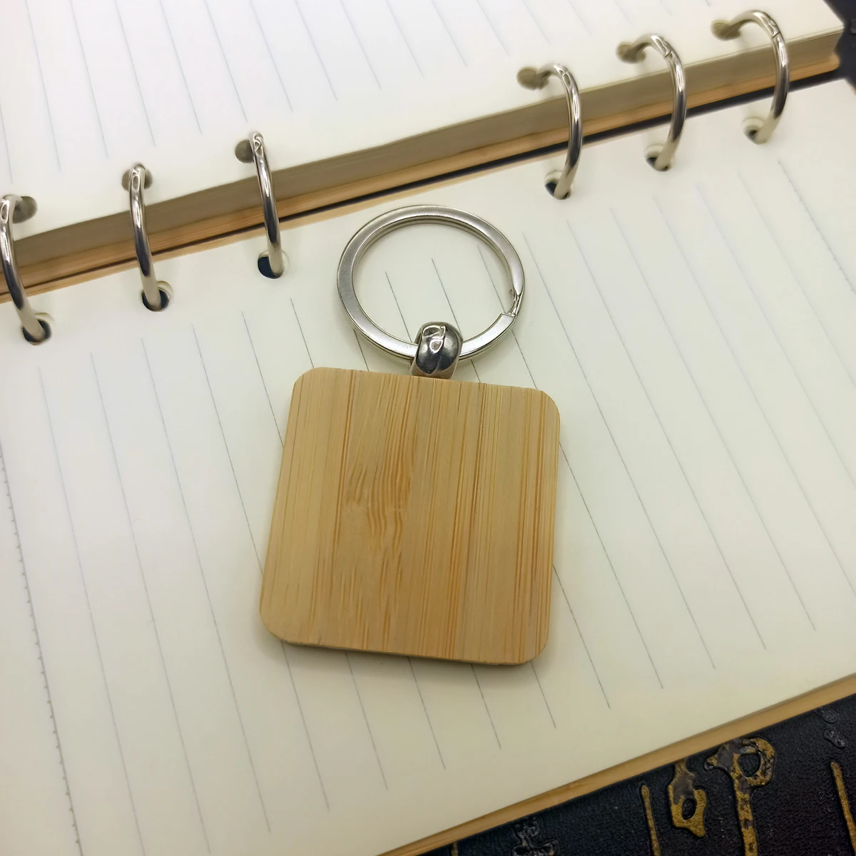 bamboo Keychain Key Chains Round Square Rectangle Shape Blank Wood Key Rings DIY Key Holders Gifts
