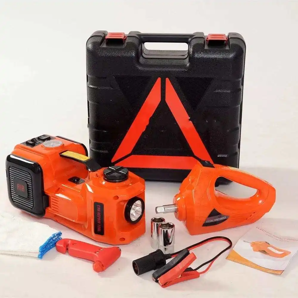 Electric  Multi Functional Electric CarJack with Compressor Pump and Electric Wrench 3 in 1  LED light Pointer Display