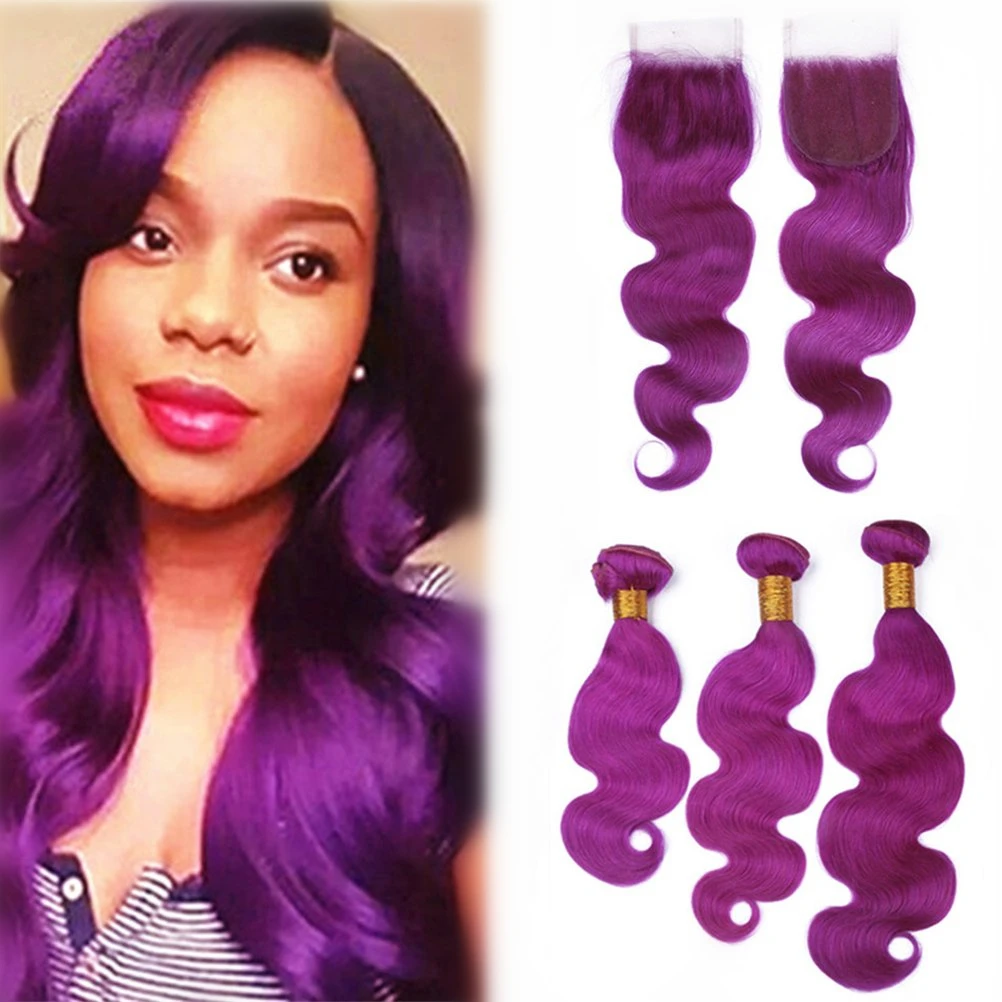 Brazilian wholesale 10a 12a grade body wave 100% human virgin Brazilian hair extension purple human hair bundles with frontal
