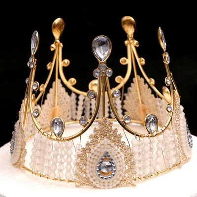  White Rhinestone Alloy Vintage Headwear Bridal Wedding Birthday Crown Tiara Cake