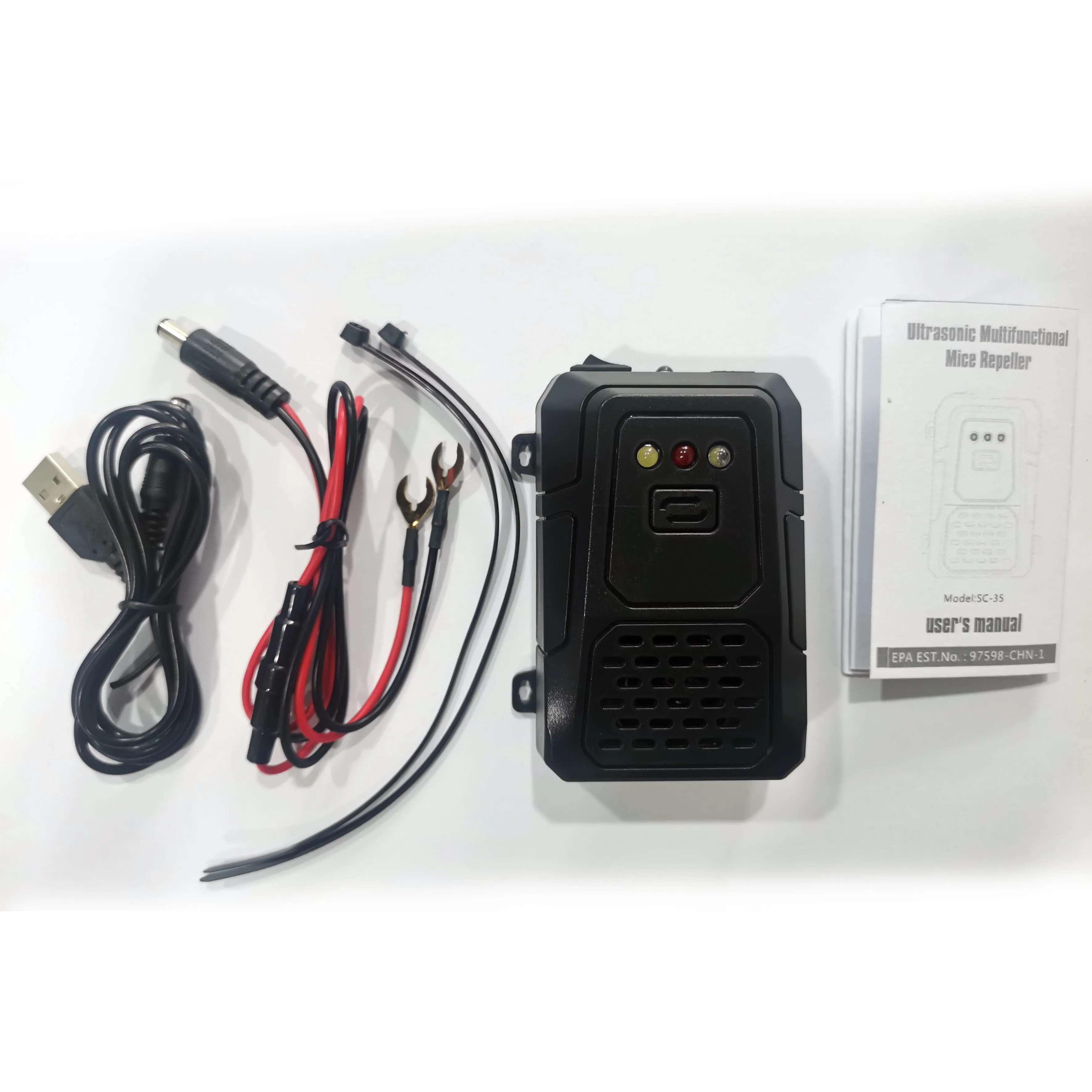 Ultrasonic Rat Deterrent LED Strobe Lights Keep Mice Away Under Hood Animal Repeller marten control device