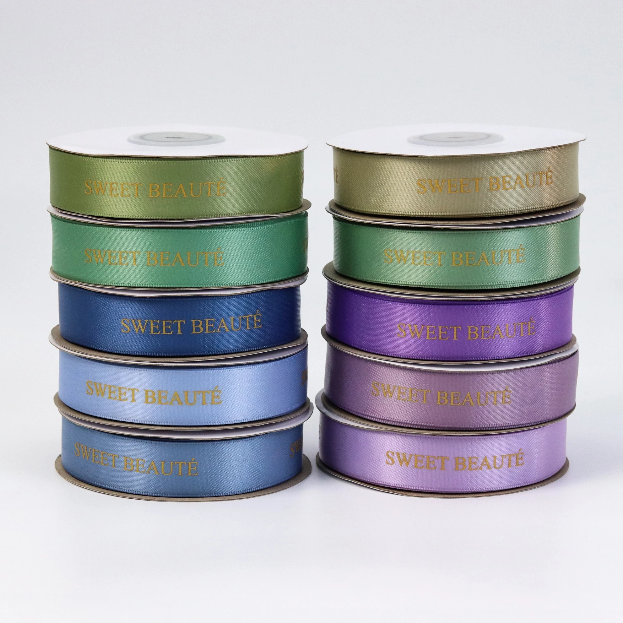 Customized 16mm wide gold ink logo satin ribbon roll for gift wrap