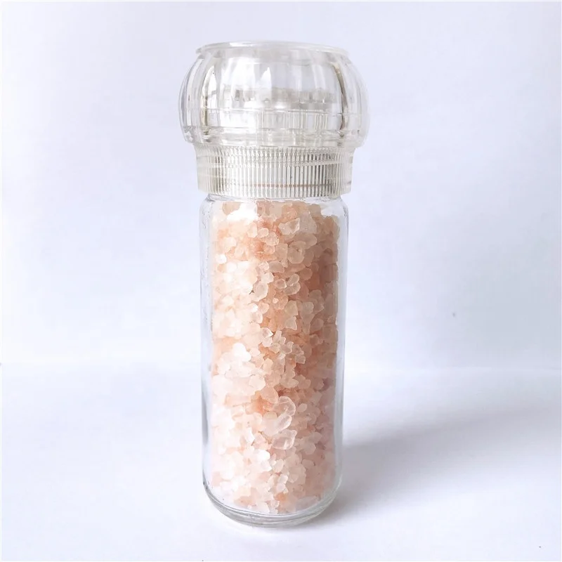 wholesale plastic sea salt grinder cap pepper spice mills with glass jar