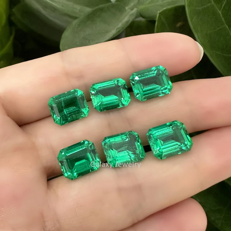 Wholesale Lab Grown Loose Gemstones Green Color Octagon Shape with GRC Certificate Columbian Emerald Stone