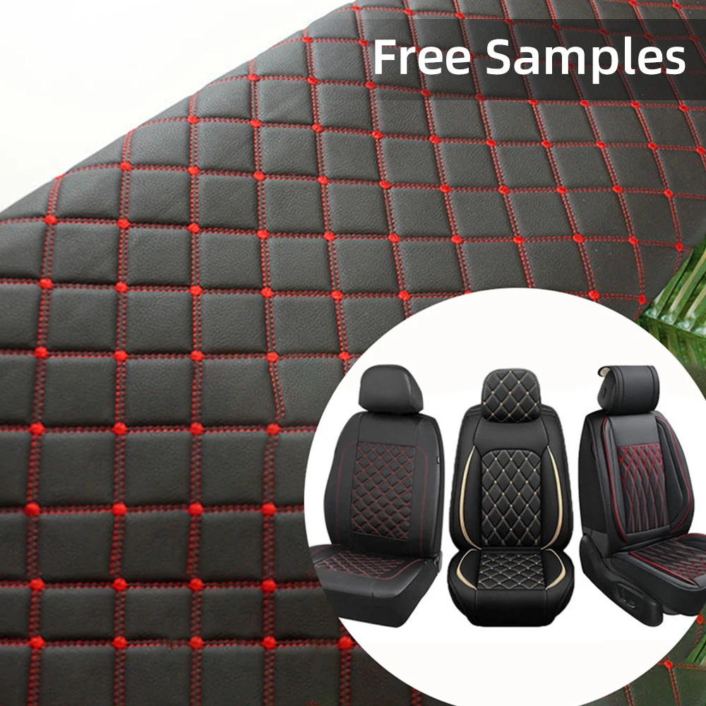 Free Samples Thickened Waterproof Foam Backed Embroidered Car Interior Leather Quilted Car Seat Leather Fabric