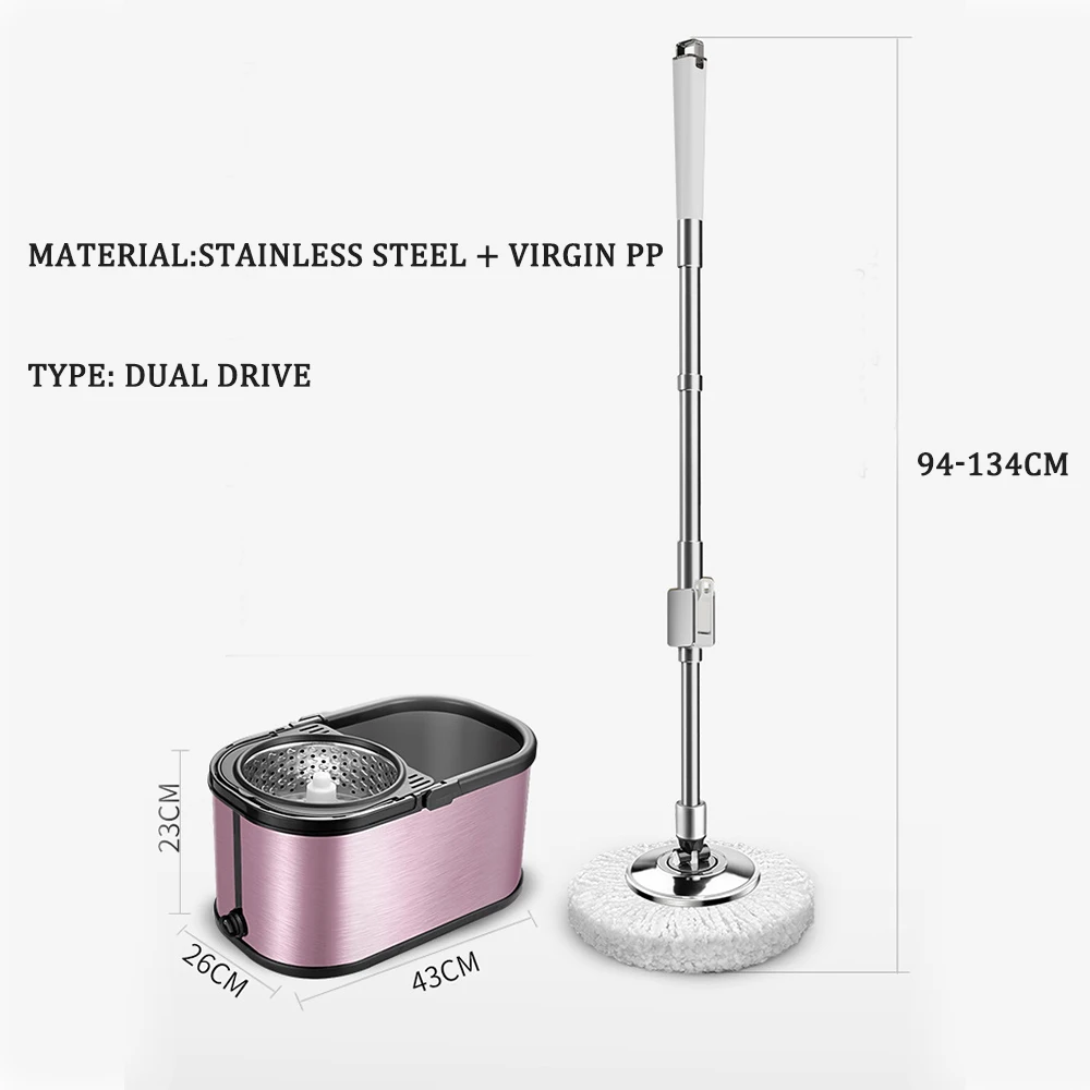 Quality Supermarket Supply 360 Stainless steel Bucket Super Absorbent Fiber Cloth Mops Cleaning Floor Spin Mop And Bucket Set