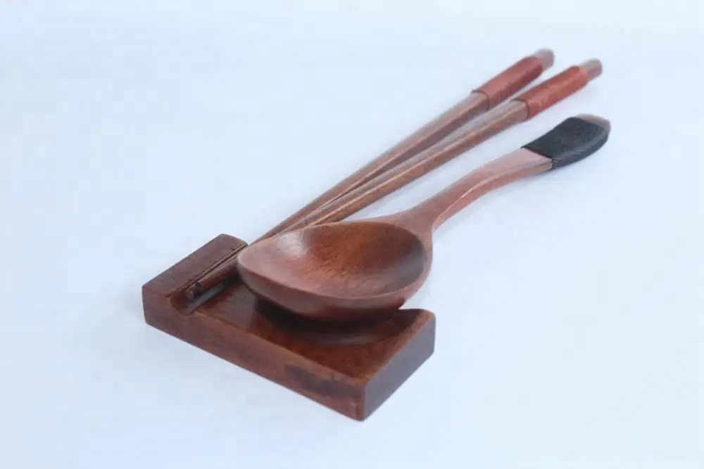 Wooden Chopsticks Holder Leaf Shape Forks Rest Knife Stand Frame Art Craft Dinner Tableware Chopsticks Rack