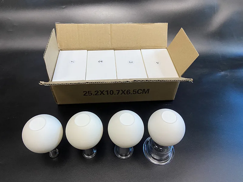 4 Pc Glass Cupping Set Glass Silicone Cupping Cups Massage Vacuum Suction  CE for Eye Ice face massager cups  facial