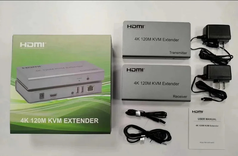 120M 4K 30hz KVM HDMI Extender Over Cat5e/6 Rj45 Ethernet HDMI USB extender Support USB Mouse Keyboard Extension