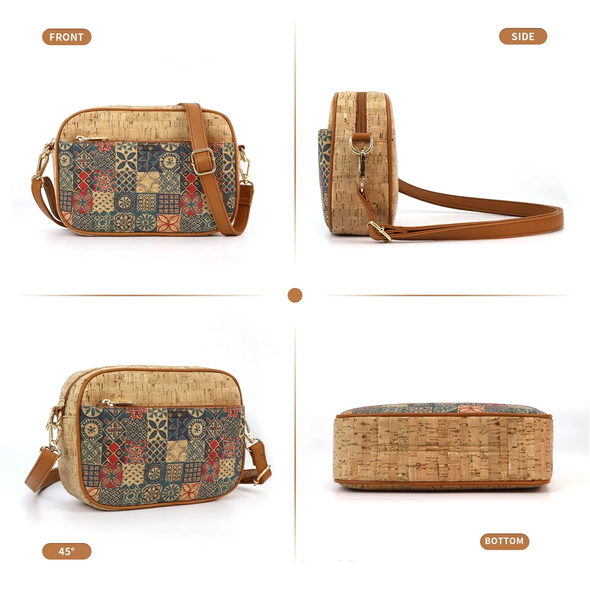 WS23 crossbody bag Chinese national wind characteristic shoulder bag Custom Design Ladies Purses Handbags Fashionable Cork