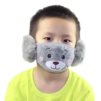 Winter New Style Cartoon Cotton Kids Ear Protection Masks Washable Face Mask  children bear animal fleece mask