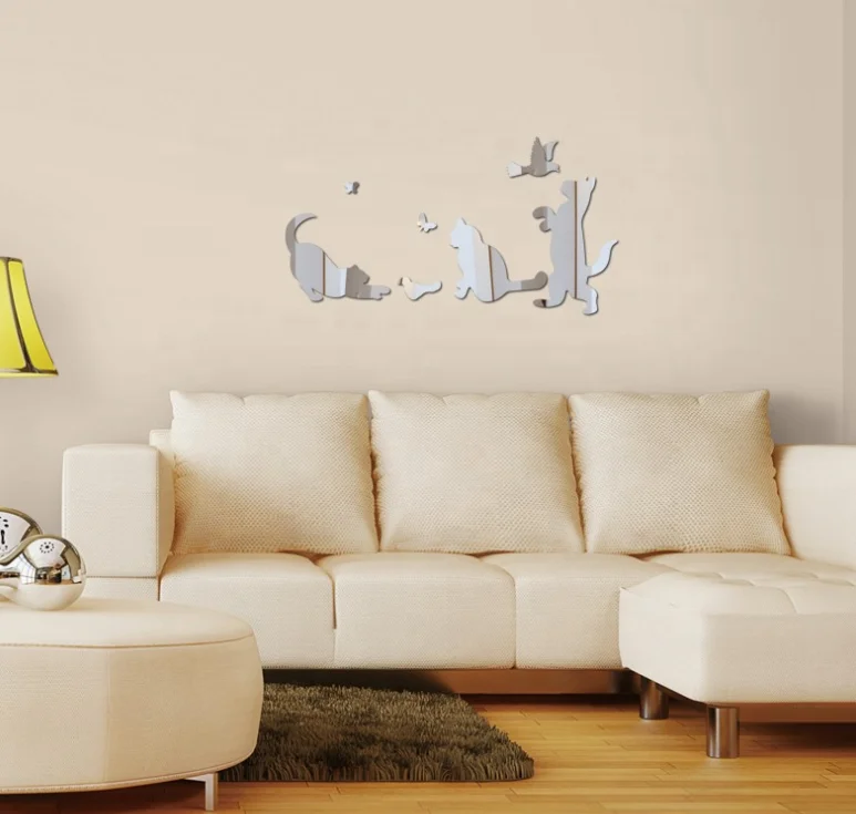 custom stickers diy Shape Mirror Decorative Wall Sticker self-adhesive Acrylic Mirror wall Stickers