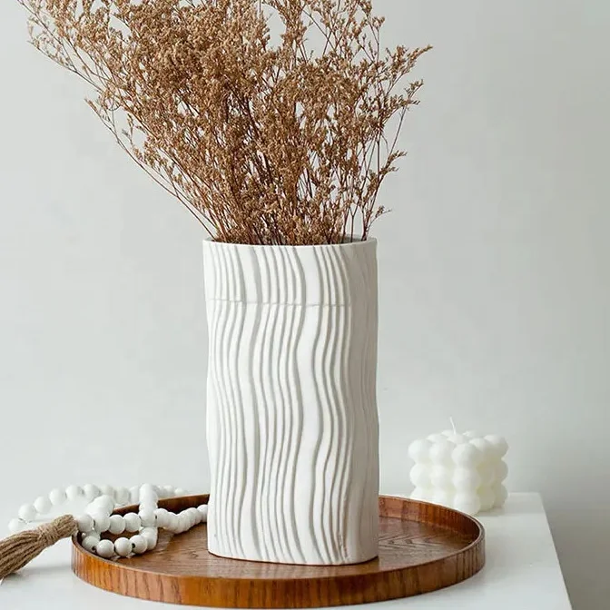 Nordic decoration floor vases matte white ceramic porcelain flower vases for wedding center piece