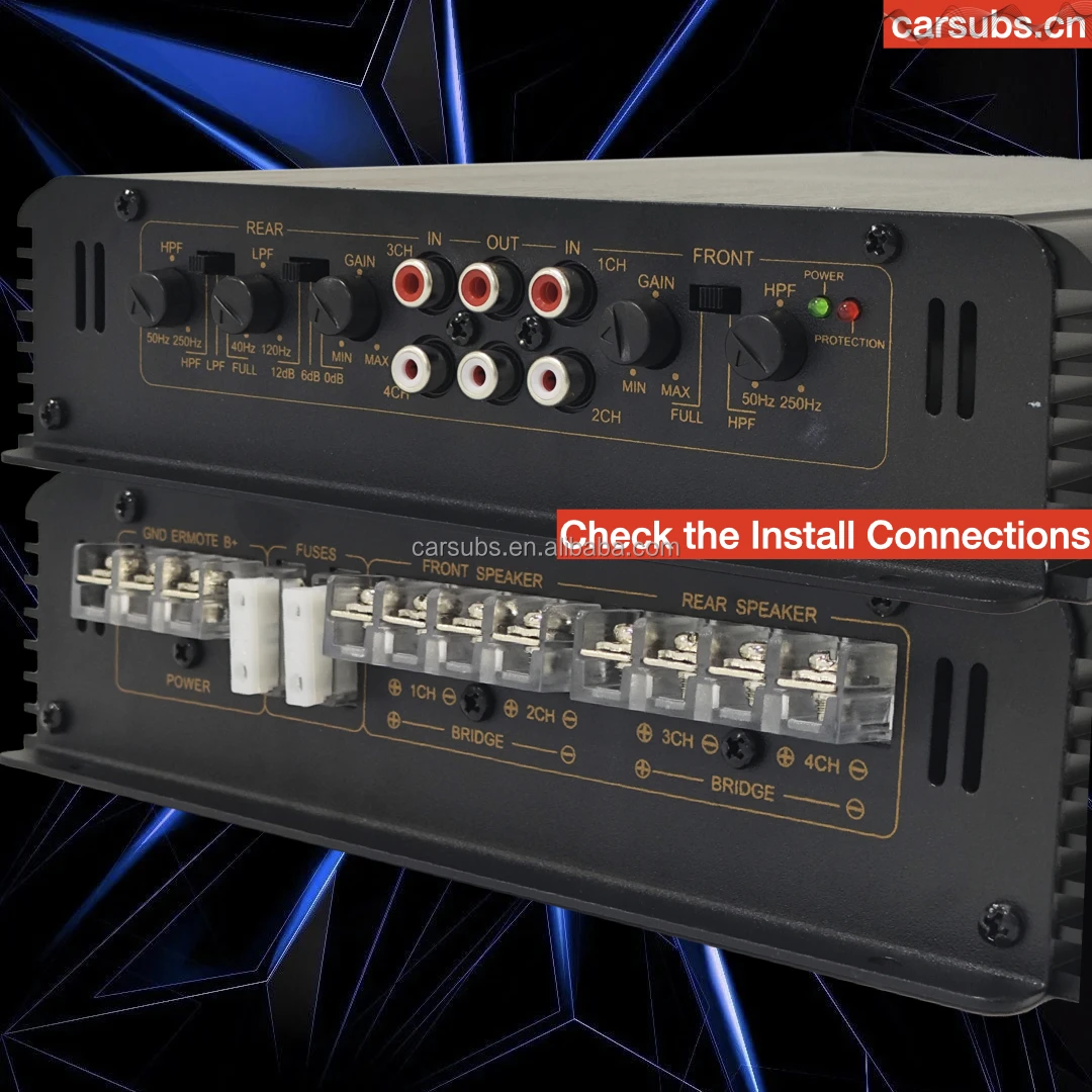 Factory OEM Car Door Coaxial Speaker Amplifier 2 way 3 way 4CH RMS 60W 4 Channels Peak 5800W Full range Car Amplifier Class AB