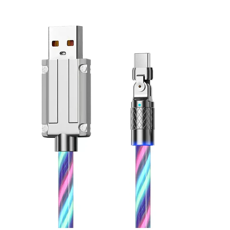 Popular Luminous 180 Degree Rotating Cables Looks Mechanical Feeling Fast Charge For Phone Accessory