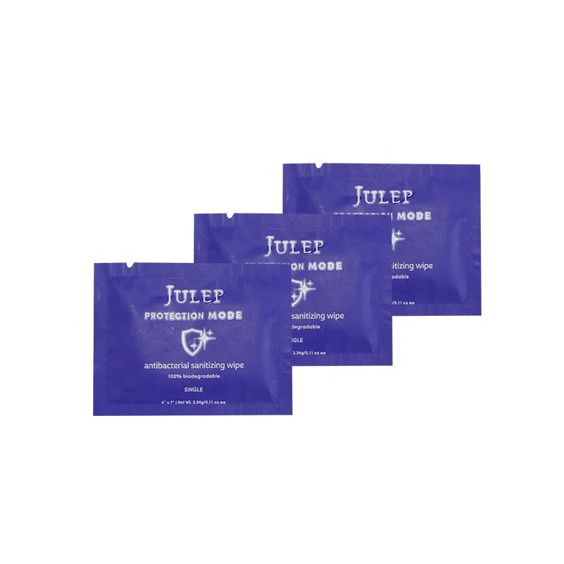 1pce Wholesale Eco Portable Pocket mini Individually packaged biodegradable Disinfecting wet wipes