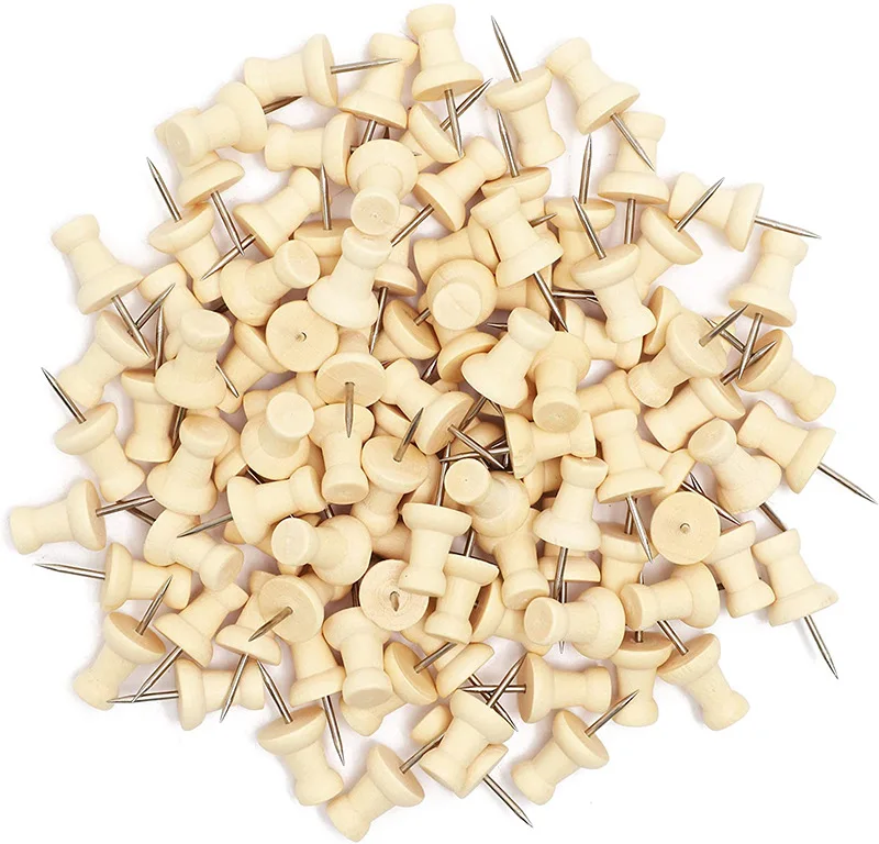 Лидер продаж на Amazon, офисные канцелярские товары, Болливуд, 50 шт., пластиковая коробка, булавка из березового дерева